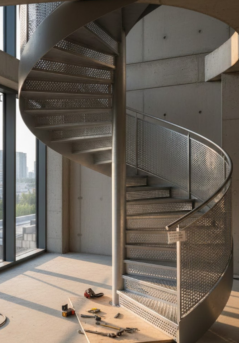 Escaleras metalicas en caracol instalación en Pontevedra